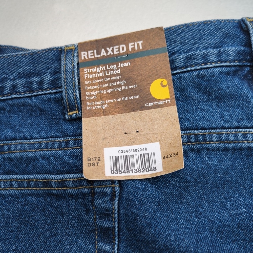 Carhartt B172-DST Men's Relaxed Fit Jeans With Flannel Lining 44 X 34 - Picture 11 of 12